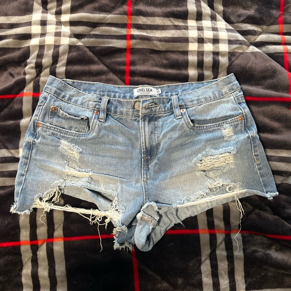Refuge Light Blue Distressed Jean Shorts